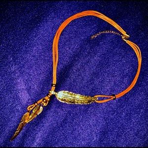 Leather and goldstone necklace
